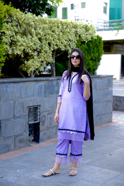 Haiza Lavender Stitched 2 Pc Co-Ord Set