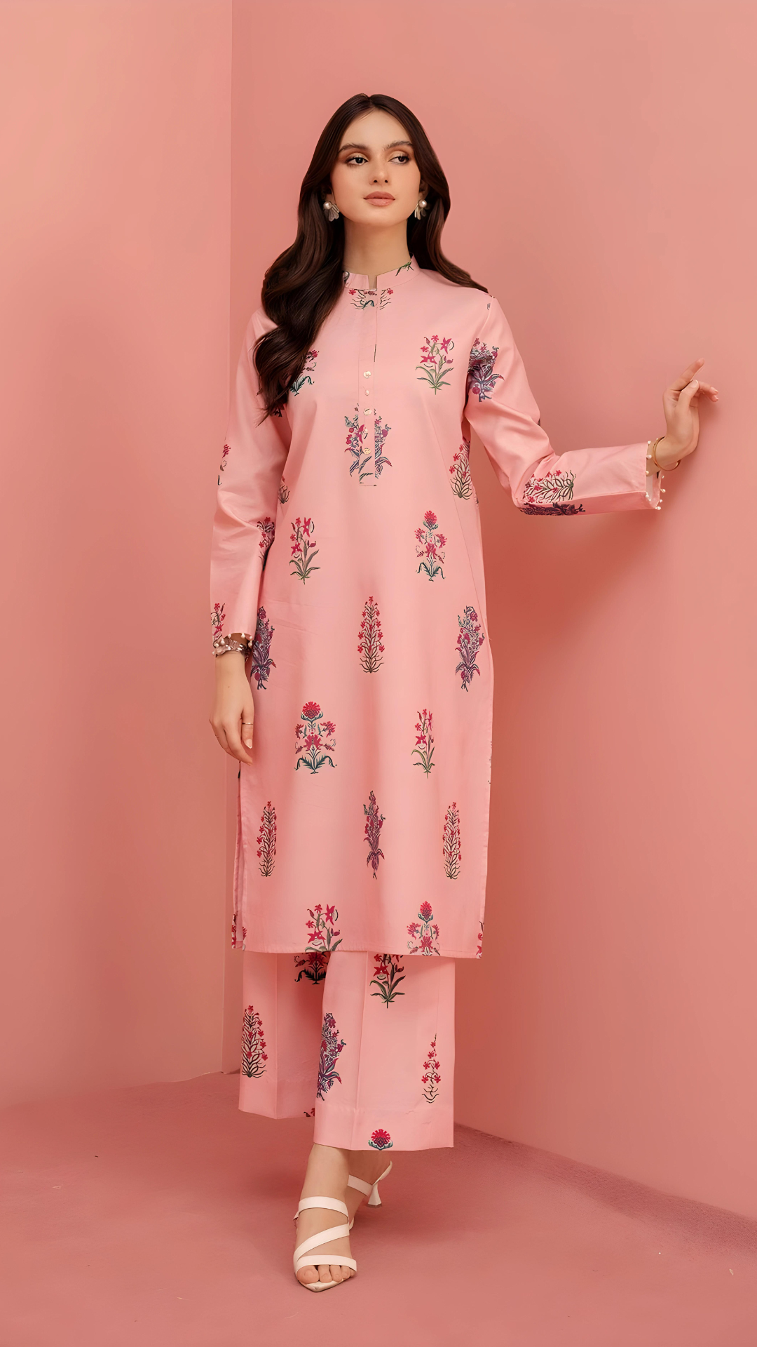 Printed - 2 Pc PINK Co-Ord Set (Stitched)