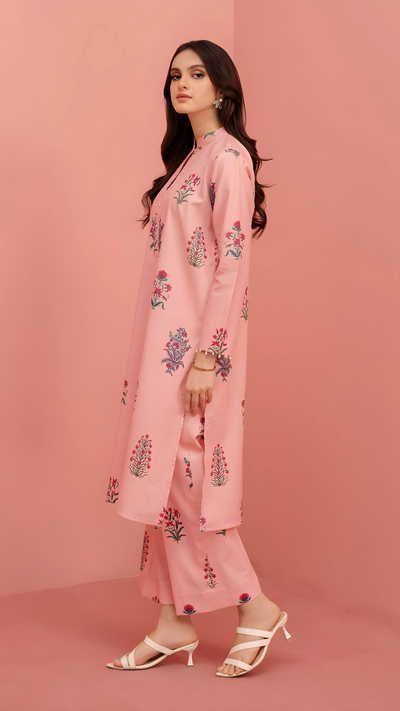 Printed - 2 Pc PINK Co-Ord Set (Stitched)