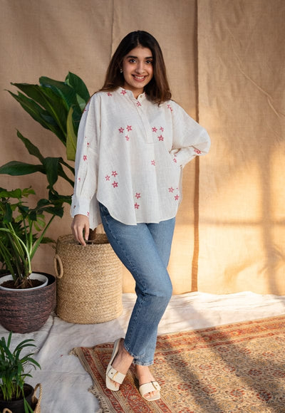 Rayia Dabu Slub Cotton Printed Top