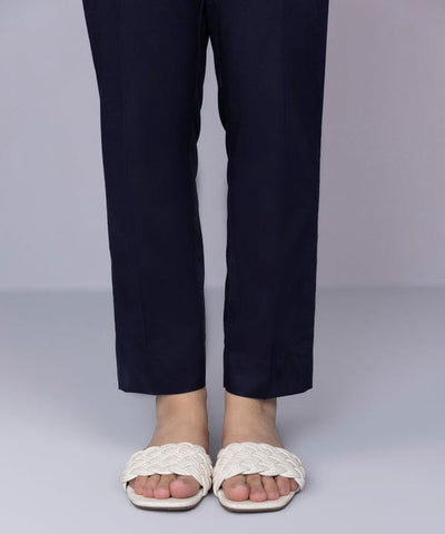 Cotton Straight Plain Trousers